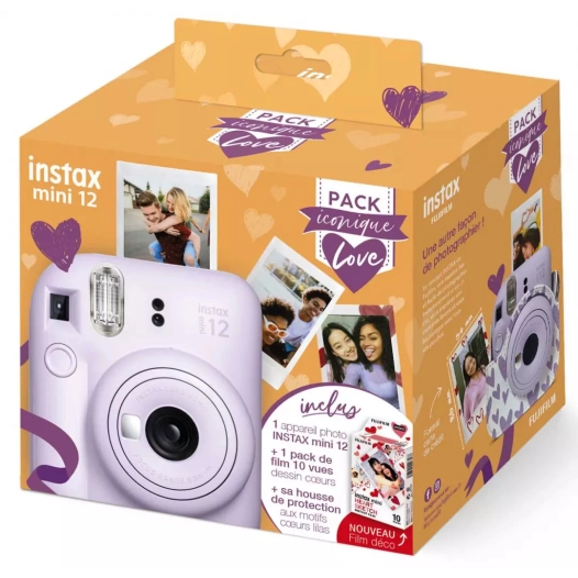 instax mini 12 violet pack iconique love - fujifilm