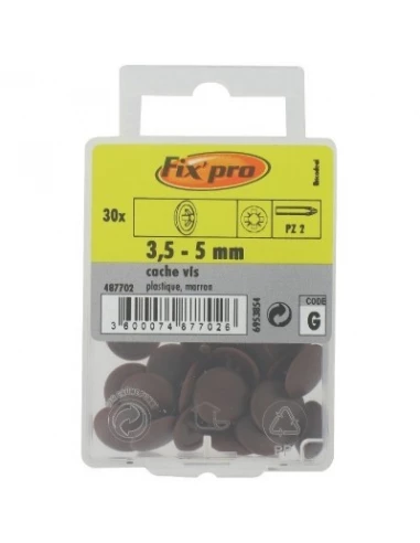 Cache vis plastique marron foncé 3,5 - 5 30 pz2