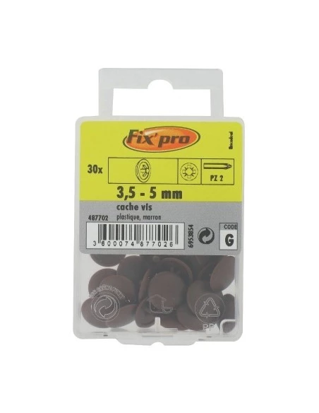 Cache vis plastique marron foncé 3,5 - 5 30 pz2