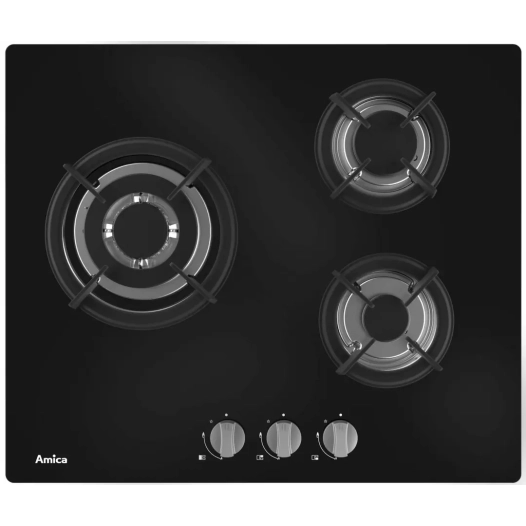 3gaz.60cm.manettes.fonte.verre.noir. - amica