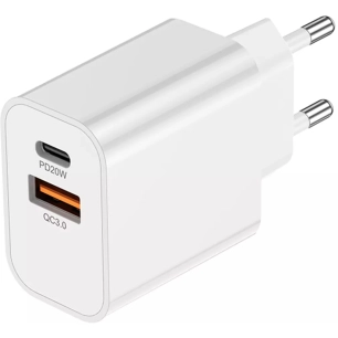 chargeur secteur usb-a + usb-c 15w blanc - akashi