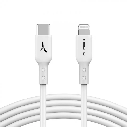 usb-c blanc 3a 20w 1.5m lightning - akashi