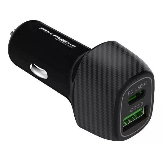 prise al/cigares usb/usb-c 3a 18w noir - akashi