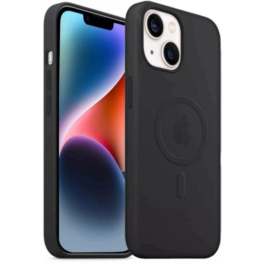 coque gomme magsafe noir p/ip 14 plus - akashi