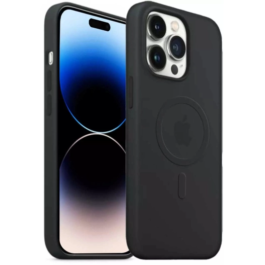 coque gomme magsafe noir p/ip 14 pro - akashi