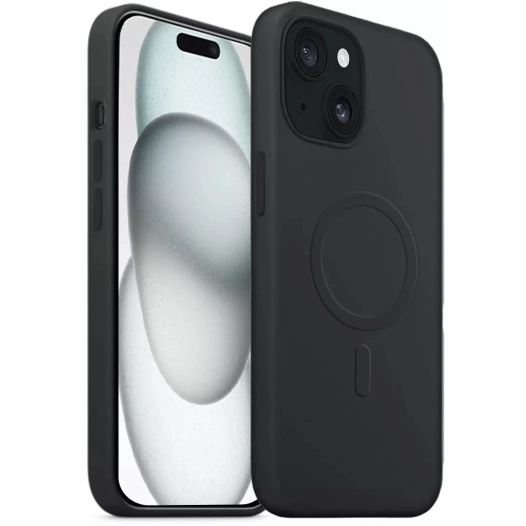 coque gomme magsafe noir p/iphone 15 - akashi