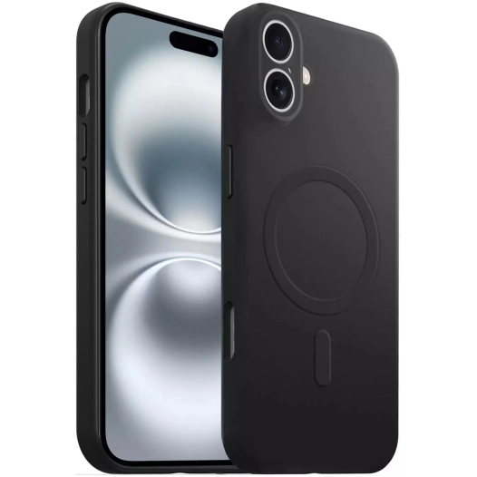 coque silicone noir magsafe p/iphone 16 - akashi