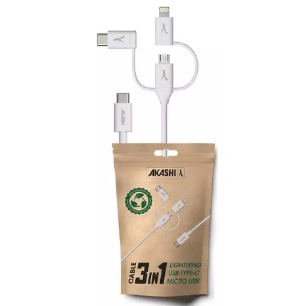 usb-c 1m 3/1 typ/c+microusb+lightning bl - akashi