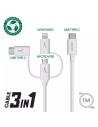 usb-c 1m 3/1 typ/c+microusb+lightning bl - akashi