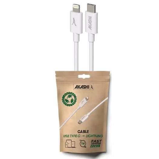 usb-c renfor 3a 20w 1m lightning bl - akashi