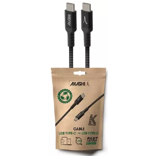 usb-c en kevlar 60w 1m usb-c noir - akashi