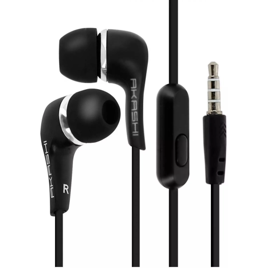 kit pieton intra auriculaire+ micro noir - akashi