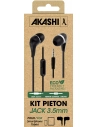 kit pieton intra auriculaire+ micro noir - akashi