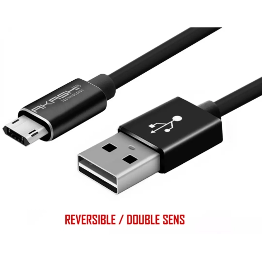 usb noir 1m reversible micro-usb - akashi