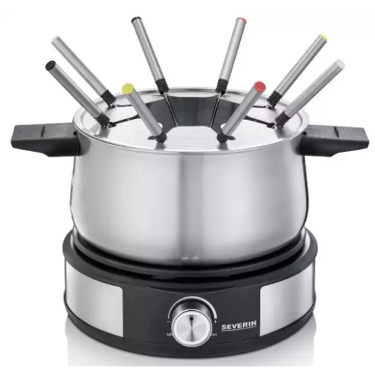 fondue/crepiere.1500w.8pers.inox/noir. - severin
