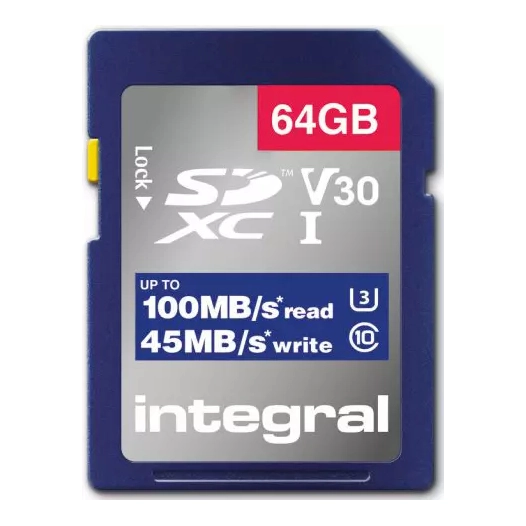 sdxc 64gb cl10 v30 45mb - integral