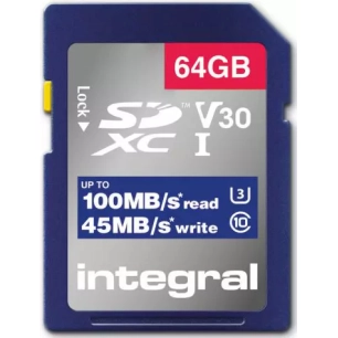 sdxc 64gb cl10 v30 45mb - integral