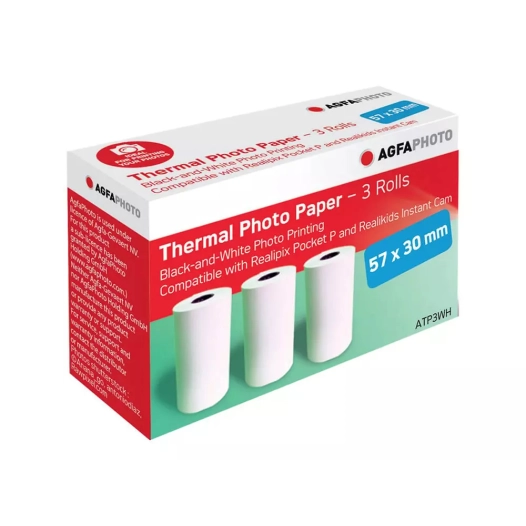 3 rouleaux papier blanc pour realikids - agfa