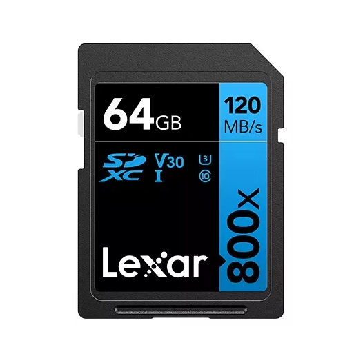 sdxc 800x pro blue series 64gb uhs-1 v30 - lexar