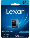 sdxc 800x pro blue series 64gb uhs-1 v30 - lexar