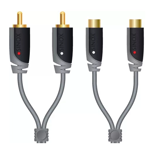 cable audio 2 rca m - 2 rca f - 5.00 m - sinox