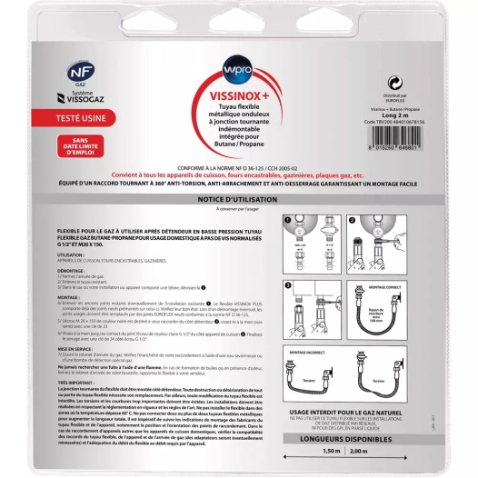 vissinox plus.gaz butane/propane.2m - wpro