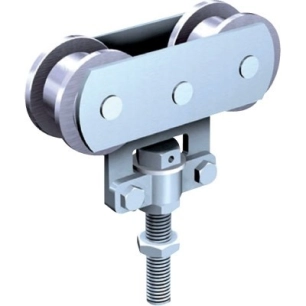 Ferrure de porte à déplacement droit pour porte de 150 kg monture à galet fixation sur chant alu 255al 2