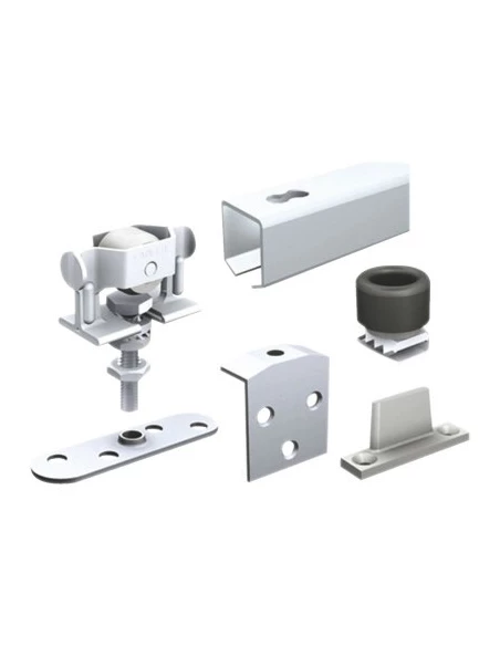 Ferrure pour porte à déplacement droit sur rail tubulaire pour porte de 40 kg garniture (sa2)