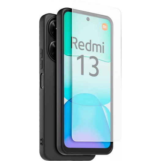 coque noire + verre trempe redmi 13 4g - xiaomi
