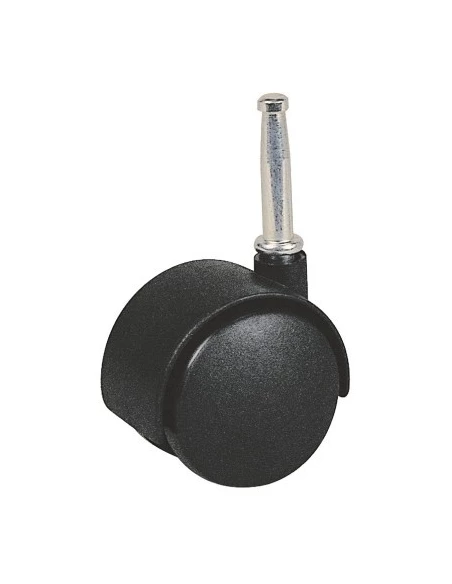 Roulette twiny noire à douille à bois pivotante 48 x 40