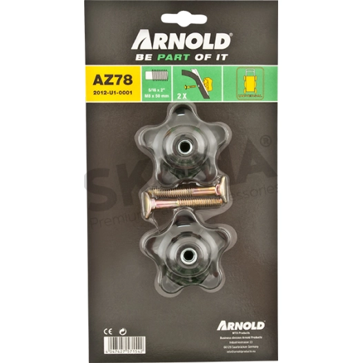 jeu de 2 vis de mancheron avec molettes de serrage arnold. ø 8 mm. longueur: 40 mm. m8 x 50 mm.