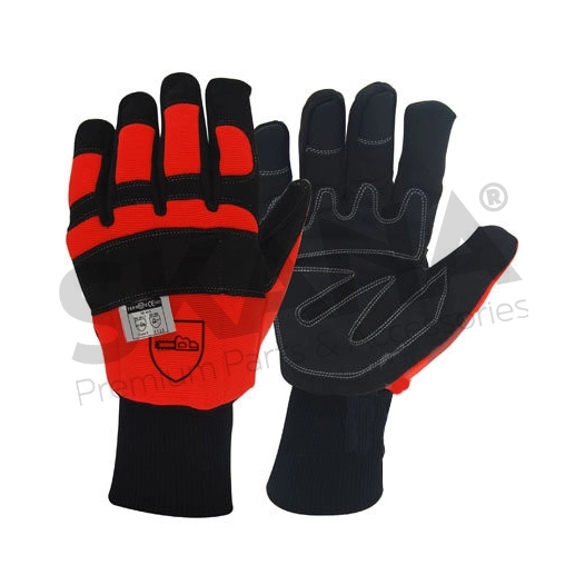 gants de tronçonnage hiver taille 10/l, avec protection du dos de la main sur le gant gauche. norme en381 - classe 0, en388 - 22