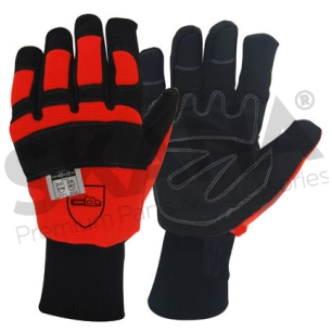 gants de tronçonnage hiver taille 9/m, avec protection du dos de la main sur le gant gauche. norme en381 - classe 0, en388 - 222