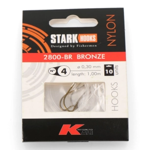 hameçon 2800-br bronze monté droit, taille n° 4, 10 unités