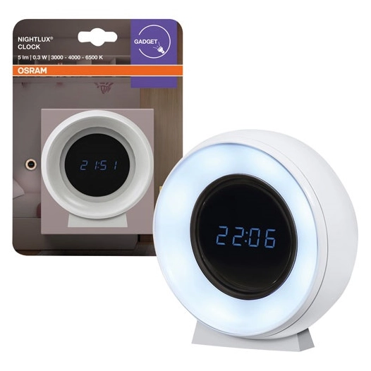 horloge reveil rechargeable blanc avec veilleuse - osram