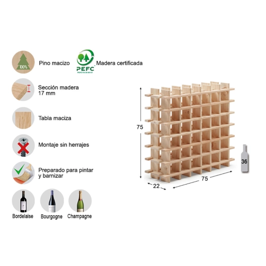 Porte-Bouteilles Rioja Evolutionnaire Pour 36 Bouteilles De Pin Plein Astigarraga