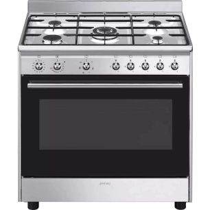 90cm.5gaz.mf.115l.vapor clean.a.inox - smeg gamme elite