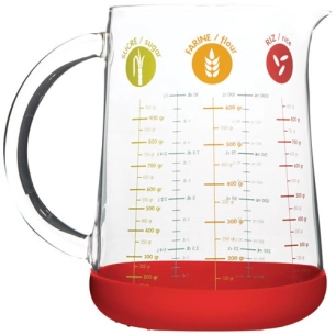 pichet mesureur 1 l rouge en verre et silicone - la brigade de buyer