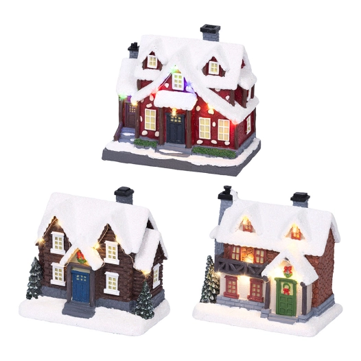 maison de noël à led avec éclairage fixe, différents modèles