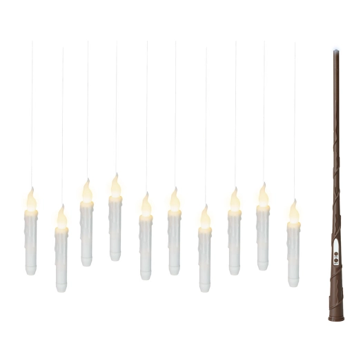 bougies led à effet flamme magique pour intérieur, lot de 10 + baguette magique