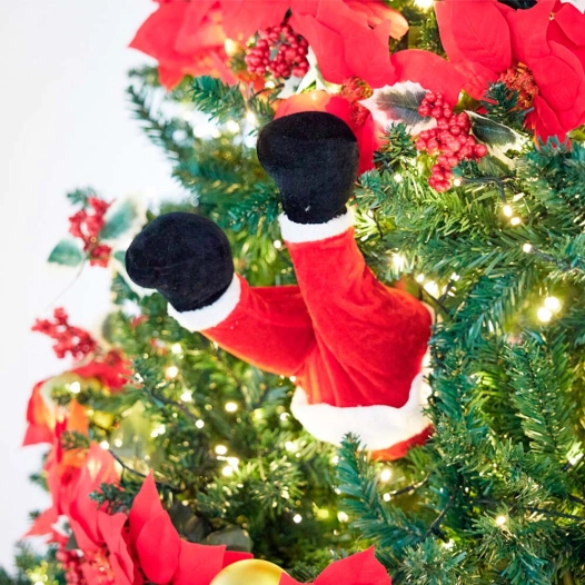 figurine de sapin de noël avec jambes de père noël, 35 cm