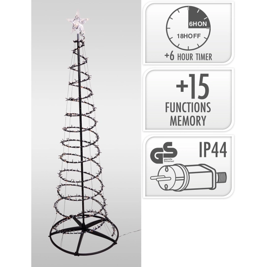 sapin de noël extérieur noir 640 led rgb 180 cm