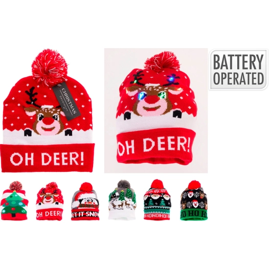 chapeau lumineux à led avec motifs de noël, différents modèles