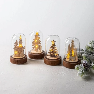 figurine décorative de noël en bois avec lumière led, différents modèles