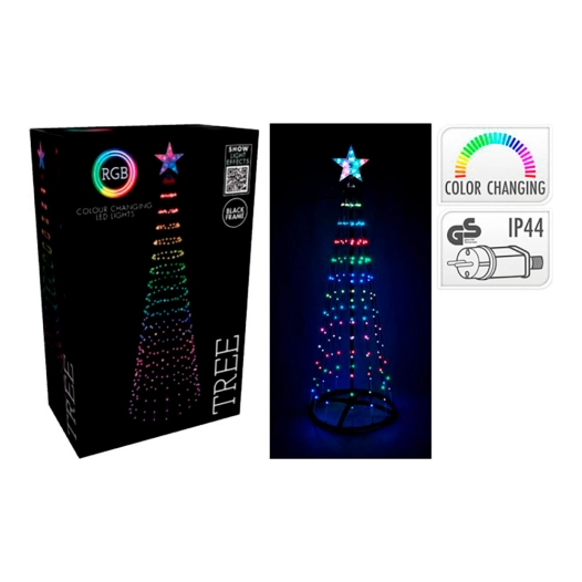 sapin de noël extérieur noir 150 cm, 154 led rgb