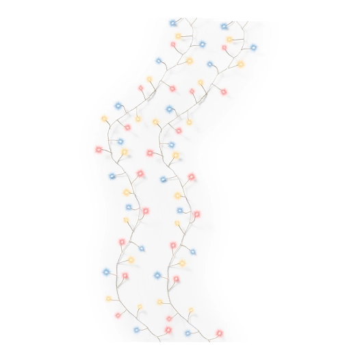 guirlande lumineuse led extérieure, blanc chaud et multicolore, clignotante, câble argenté, 600 cm