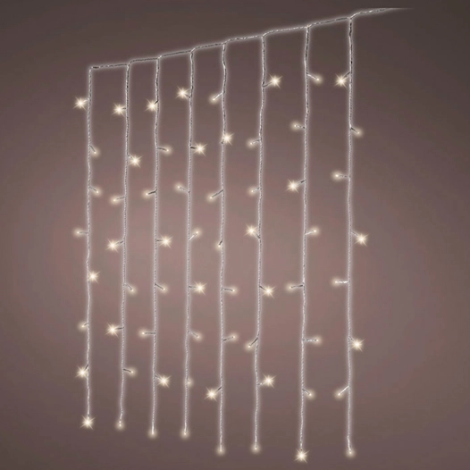 rideau lumineux led blanc chaud d'extérieur, fixe, câble transparent, 2 x 2 m