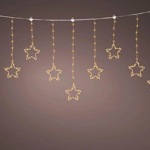 guirlande lumineuse extérieure led à étoiles, 8 fonctions, blanc chaud, câble argenté, 1,2 m