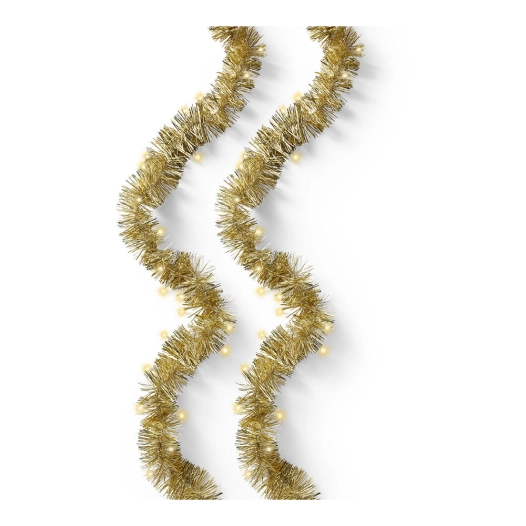 guirlande lumineuse led clignotante d'extérieur, 8 fonctions, 180 led, or doux, clinquant doré, câble transparent, 9 m