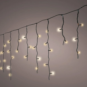 rideau de guirlandes lumineuses led d'extérieur, effet scintillant, blanc froid, câble noir, 5 m